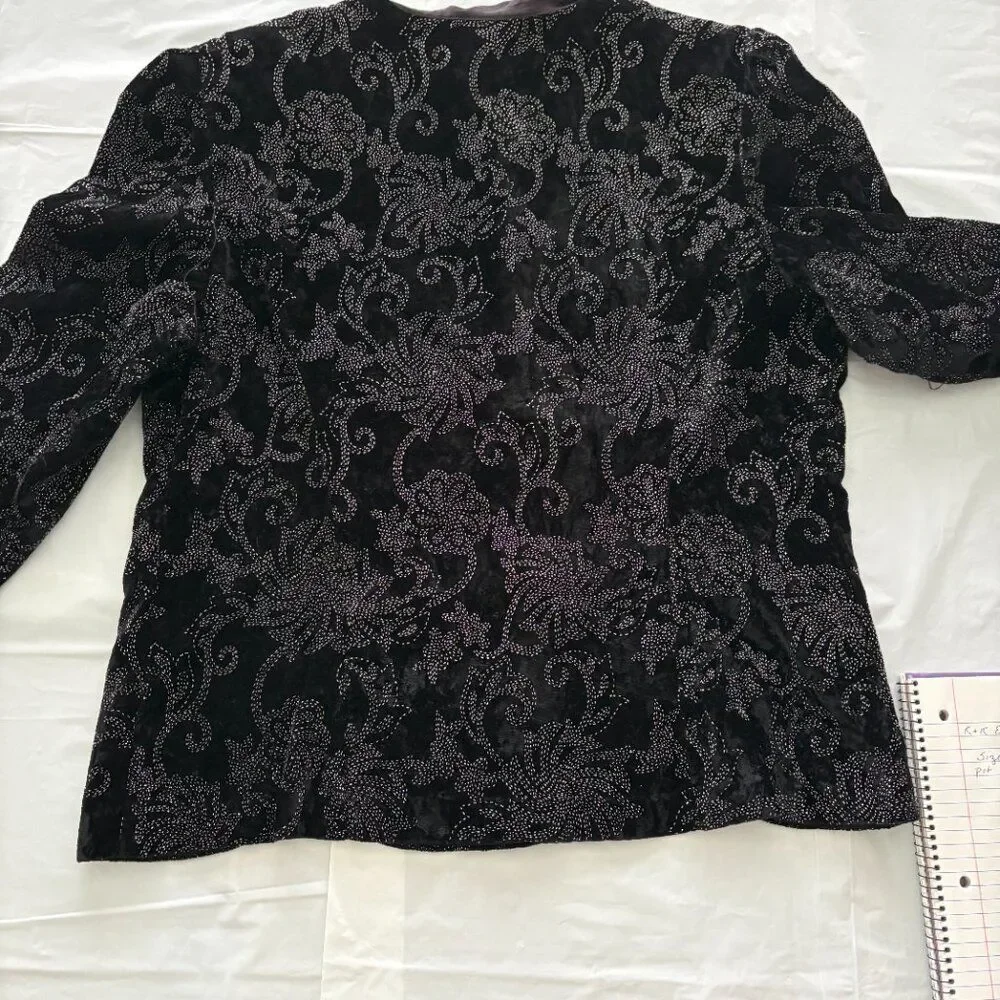 R & K Evening Vintage Jacket Black with Multi-Colored Beading Size 16 EUC